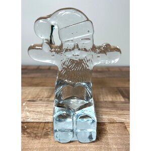 RARE Kosta Boda Sweden Santa Claus Art Clear Glass Votive Candle Holder